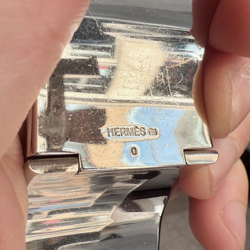 Engraved Hermès Black Enamel Extra Wide Clic Clac H PHW Bracelet