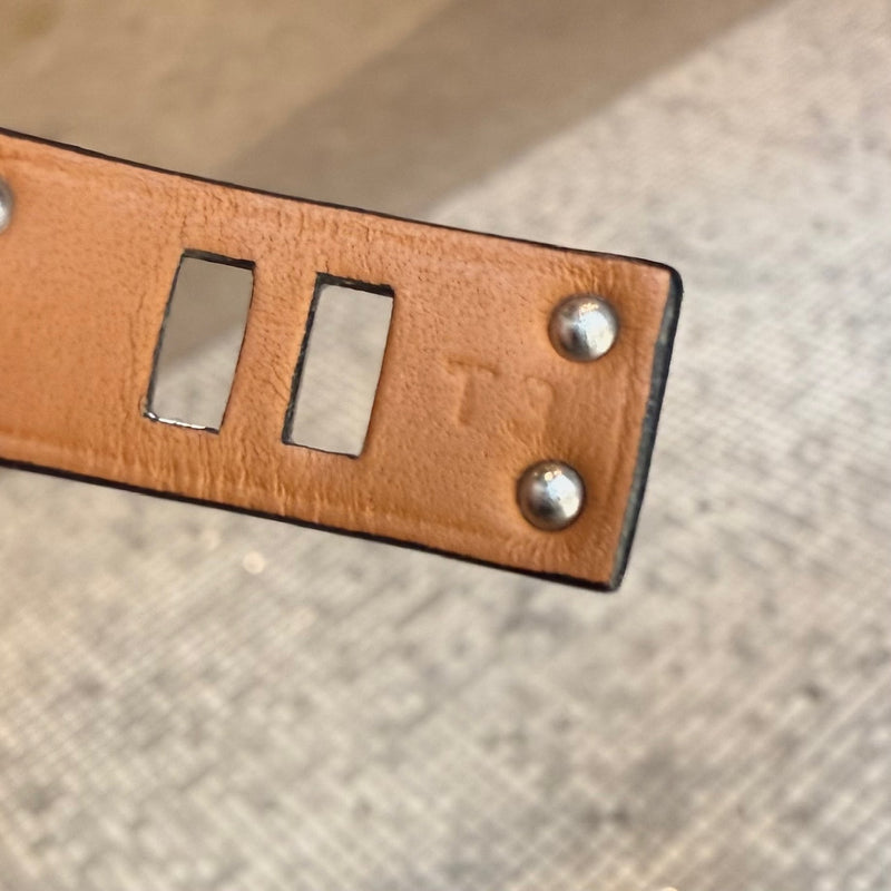 Stamps of Hermès Black Leather Mini Dog Gold Platinum Studded Bracelet