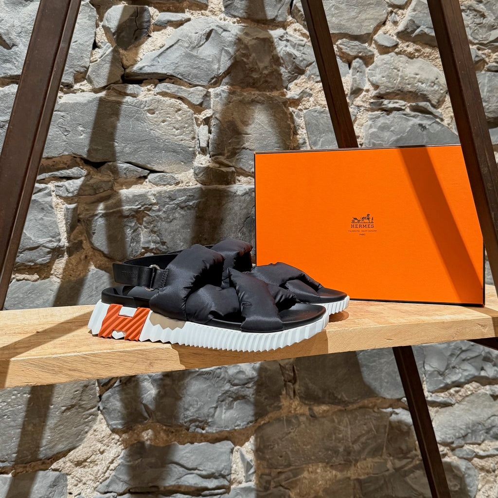 Main photo of Hermès Black Nylon Electric Criss Cross Sandals