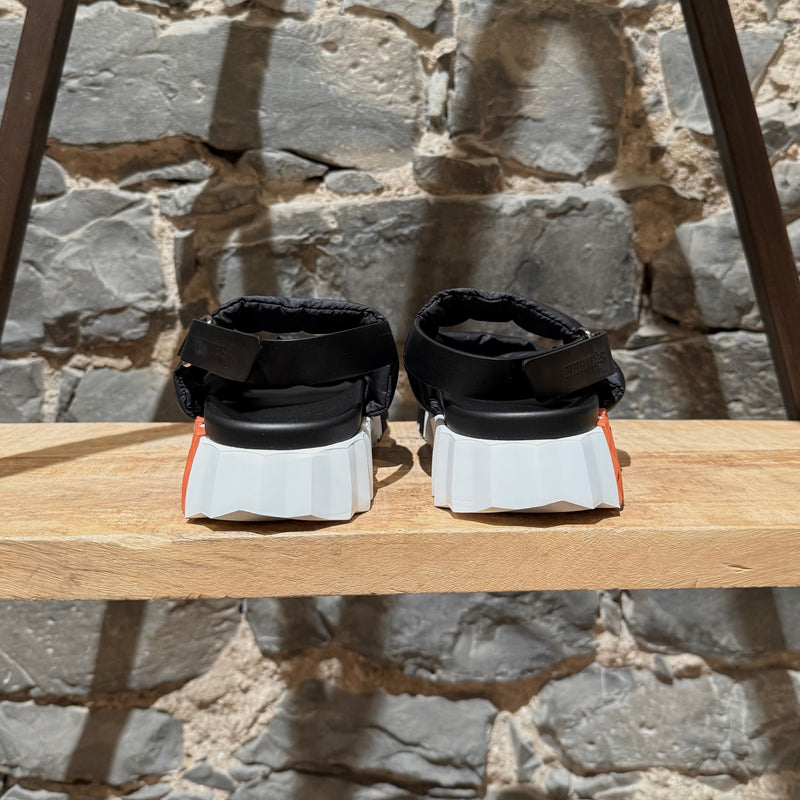 Back view of Hermès Black Nylon Electric Criss Cross Sandals