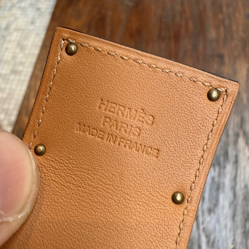 Stamps of Hermès Blue Saphir Swift Leather Gold Plated Kelly Dog Bracelet