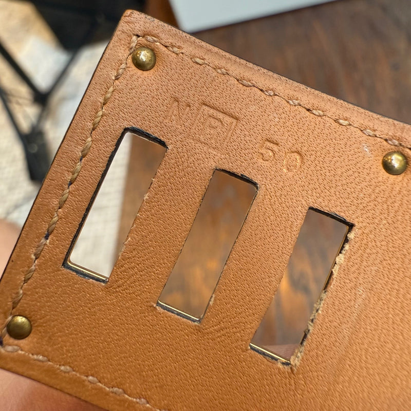 Stamps of Hermès Blue Saphir Swift Leather Gold Plated Kelly Dog Bracelet