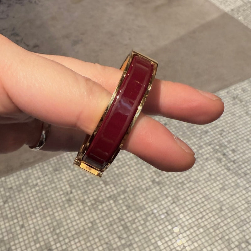 Hermès Burgundy Enamel GHW Clic Bracelet