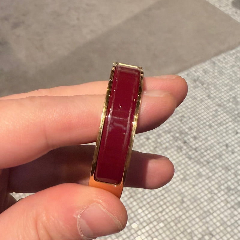 Hermès Burgundy Enamel GHW Clic Bracelet