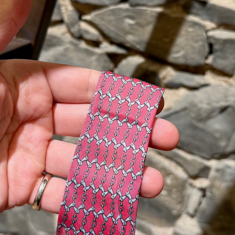 Hermès Chain-link Pink Silk Tie