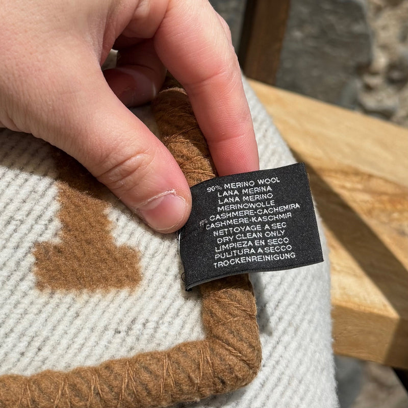 Hermès Ecru Camel Wool Cashmere Throw Blanket