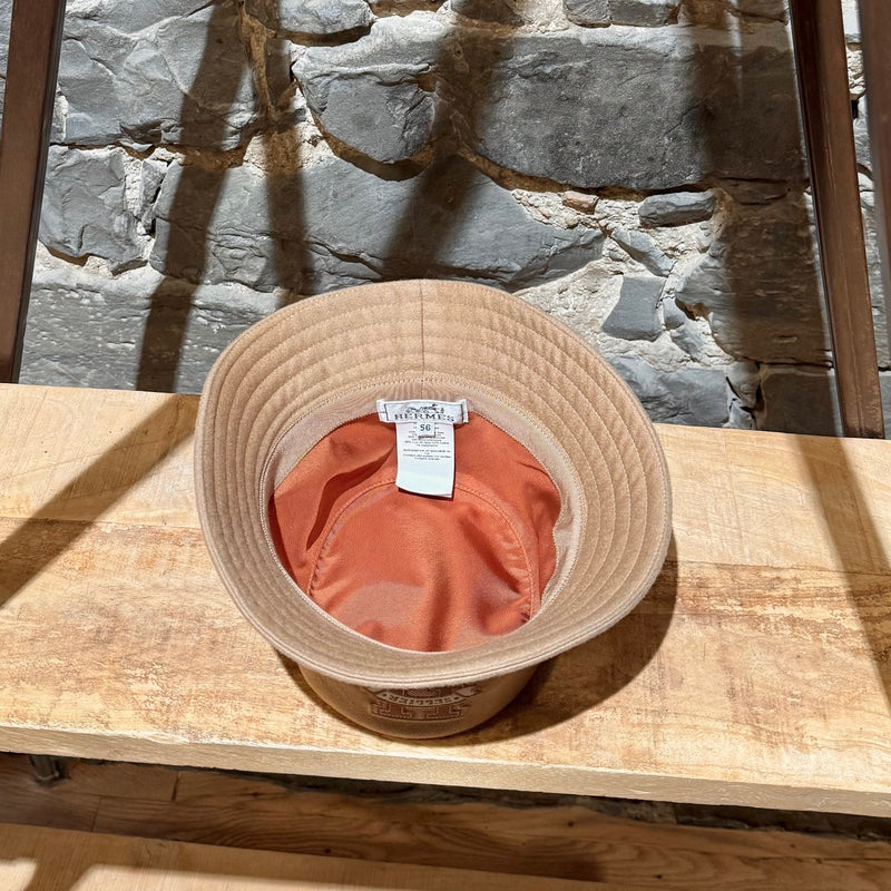 Interior of Hermès Harper H Sellier Beige Cashmere Bucket Hat