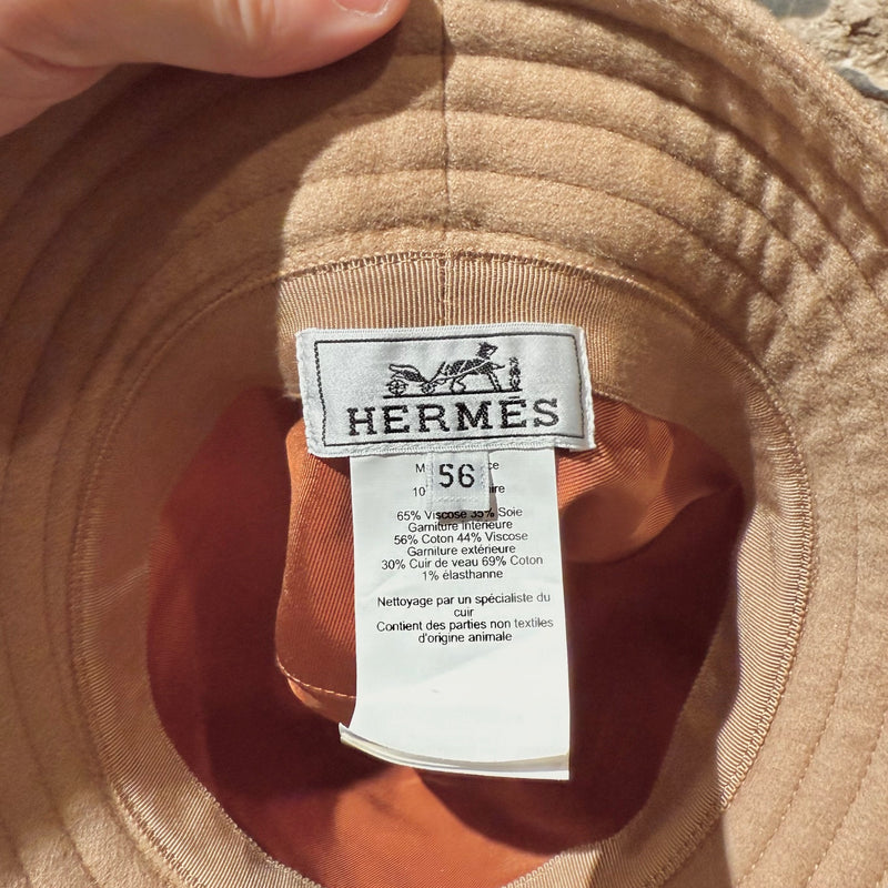 Labels of Hermès Harper H Sellier Beige Cashmere Bucket Hat