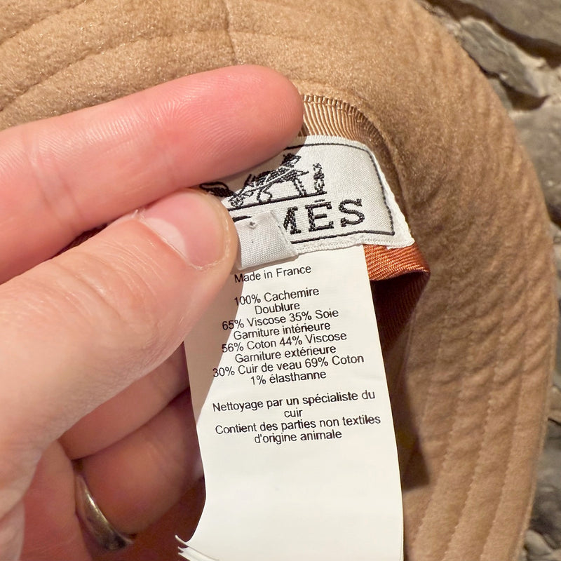 Labels of Hermès Harper H Sellier Beige Cashmere Bucket Hat