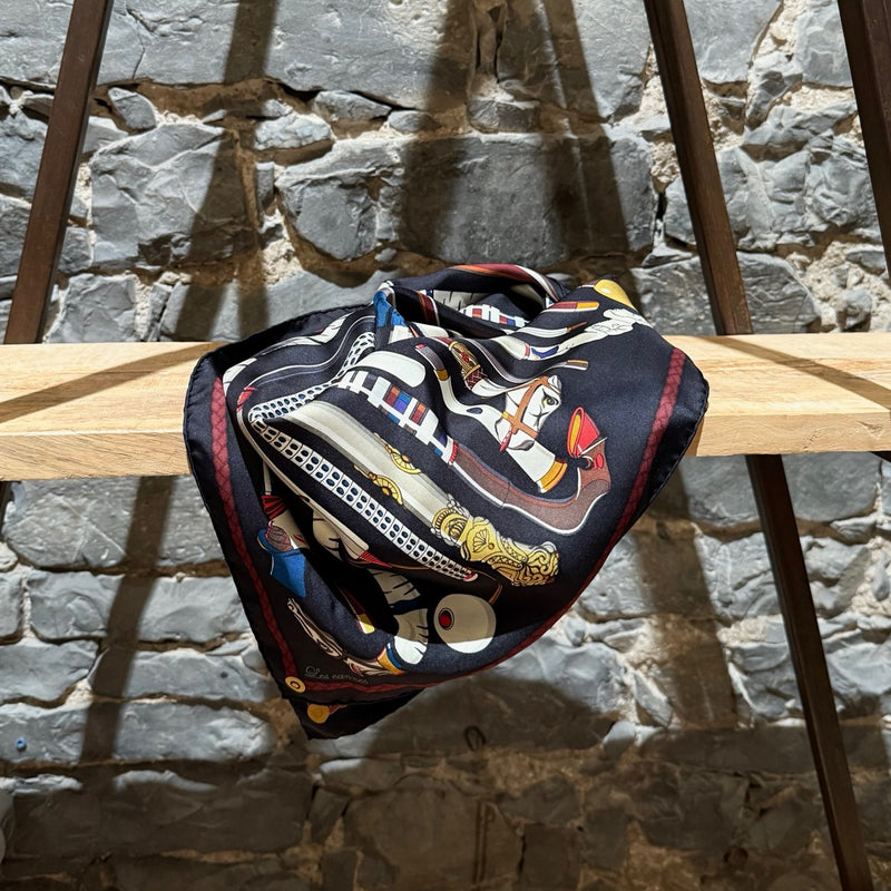 Main photo of Hermès Les Cannes Black Silk 90 Square Scarf