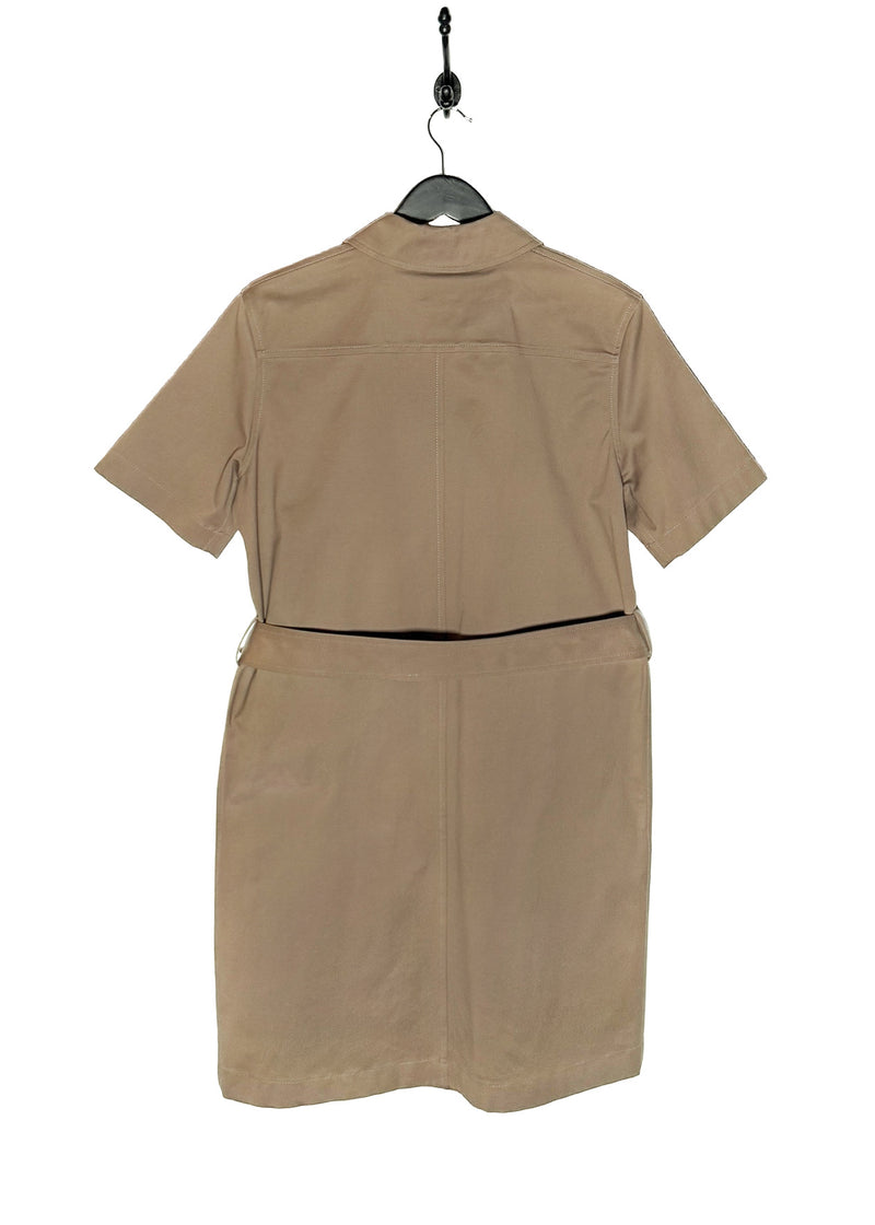 Back view of Hermès Light Brown Belted Zipped Mini Dress