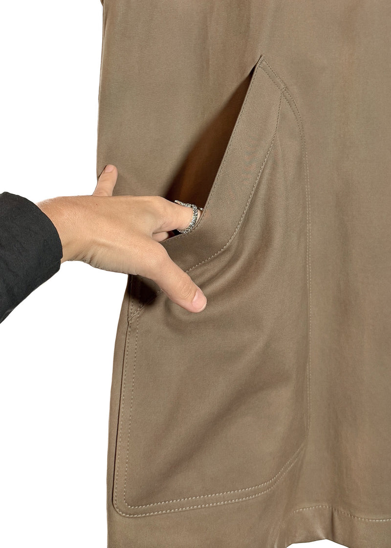 Pocket of Hermès Light Brown Belted Zipped Mini Dress