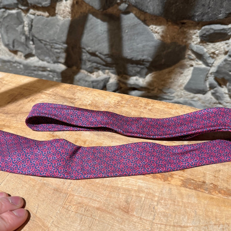 Hermès Pink Chaine D'Ancre Pattern Navy Silk Tie