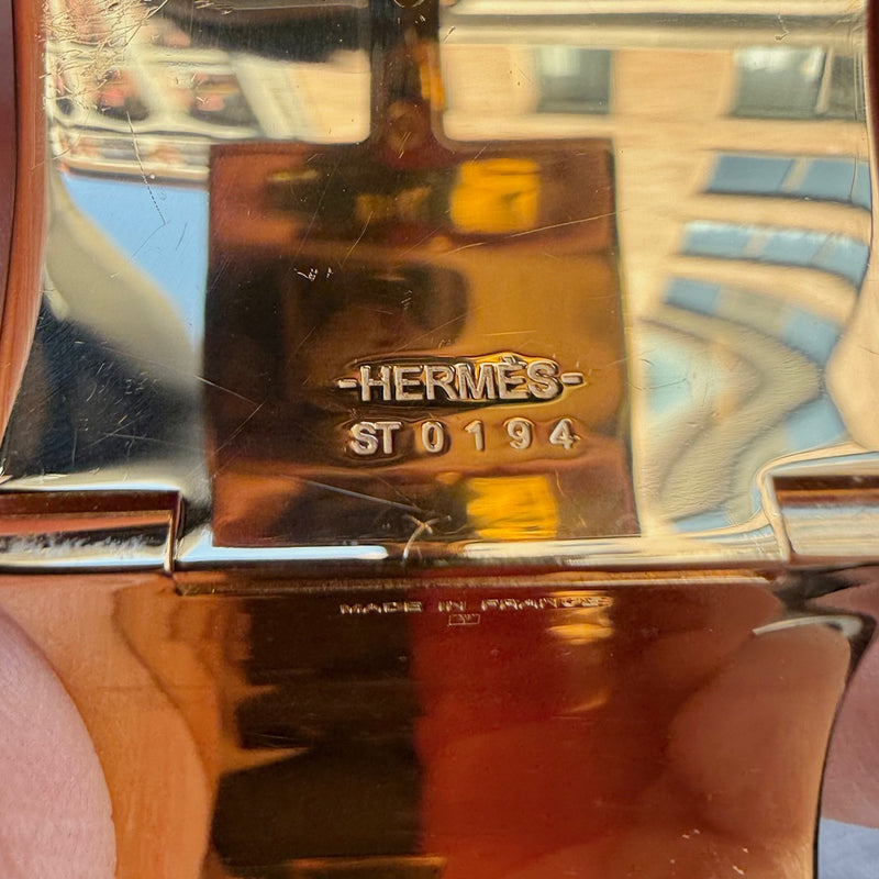 Engraved Hermès Pink Enamel Extra Wide Clic Clac H Gold Plated Bracelet