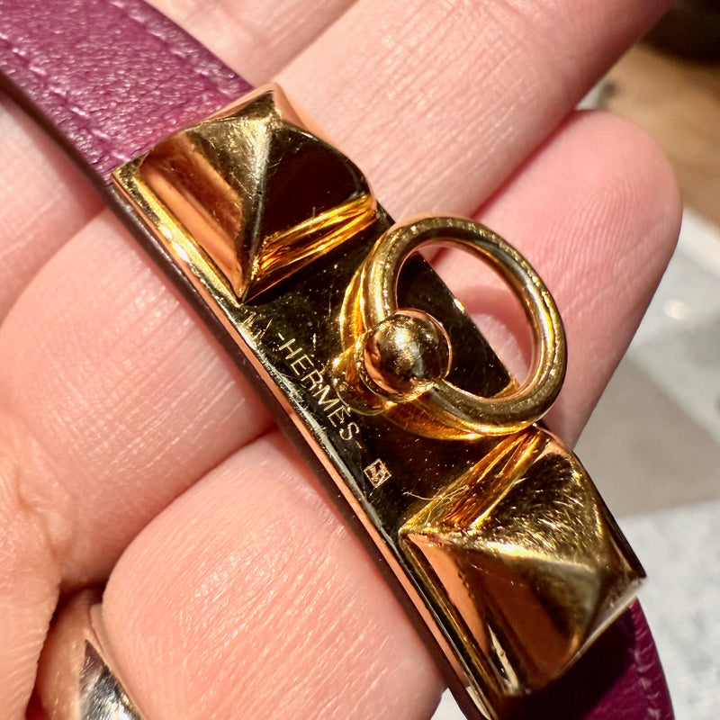 Hermès Purple Double Tour Rivale GHW Wrap Bracelet