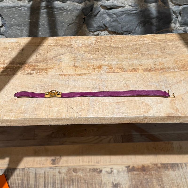 Hermès Purple Double Tour Rivale GHW Wrap Bracelet