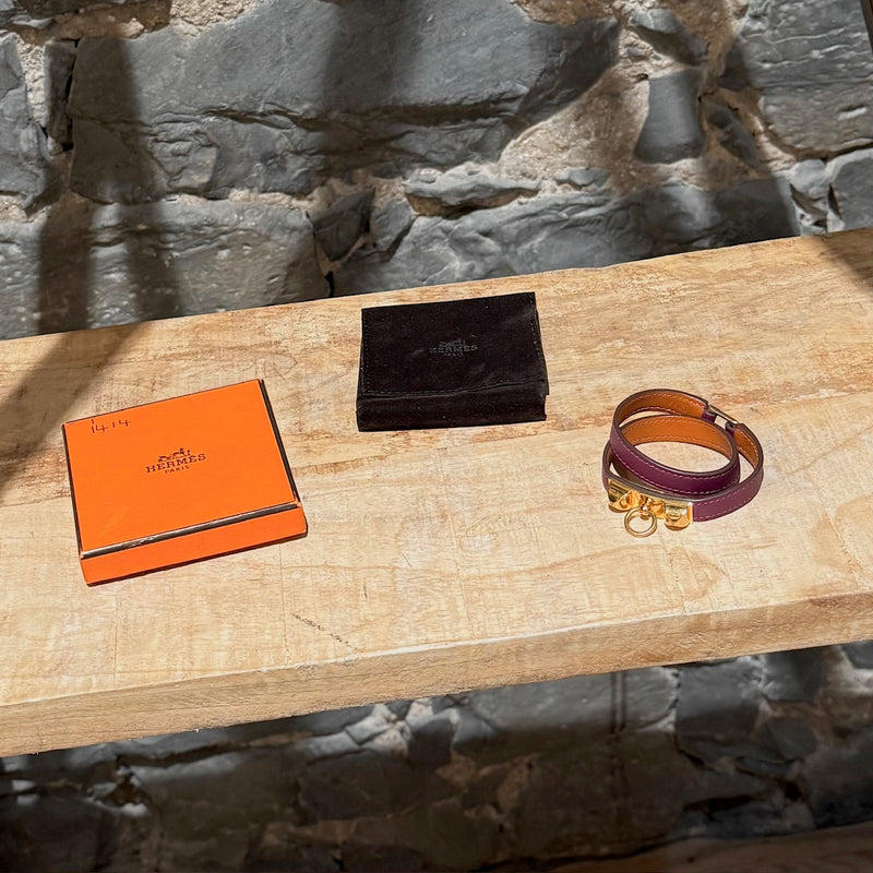 Hermès Purple Double Tour Rivale GHW Wrap Bracelet