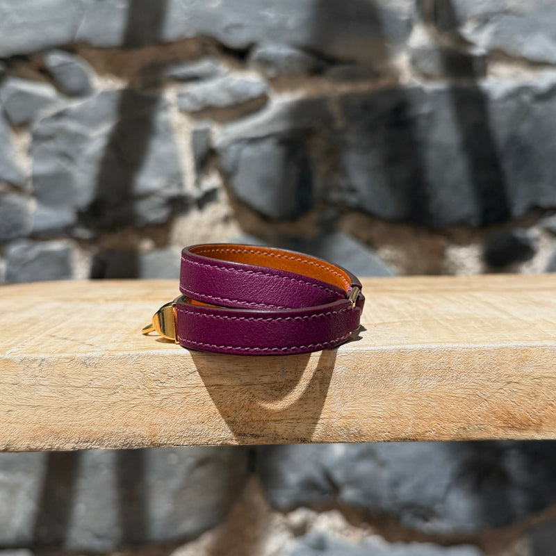 Hermès Purple Double Tour Rivale GHW Wrap Bracelet