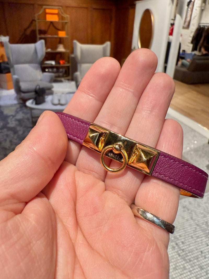 Hermès Purple Double Tour Rivale GHW Wrap Bracelet