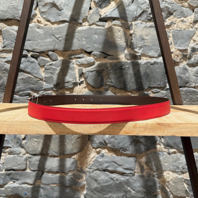 Hermès Red Enamel Quizz H Buckle Red Reversible Belt