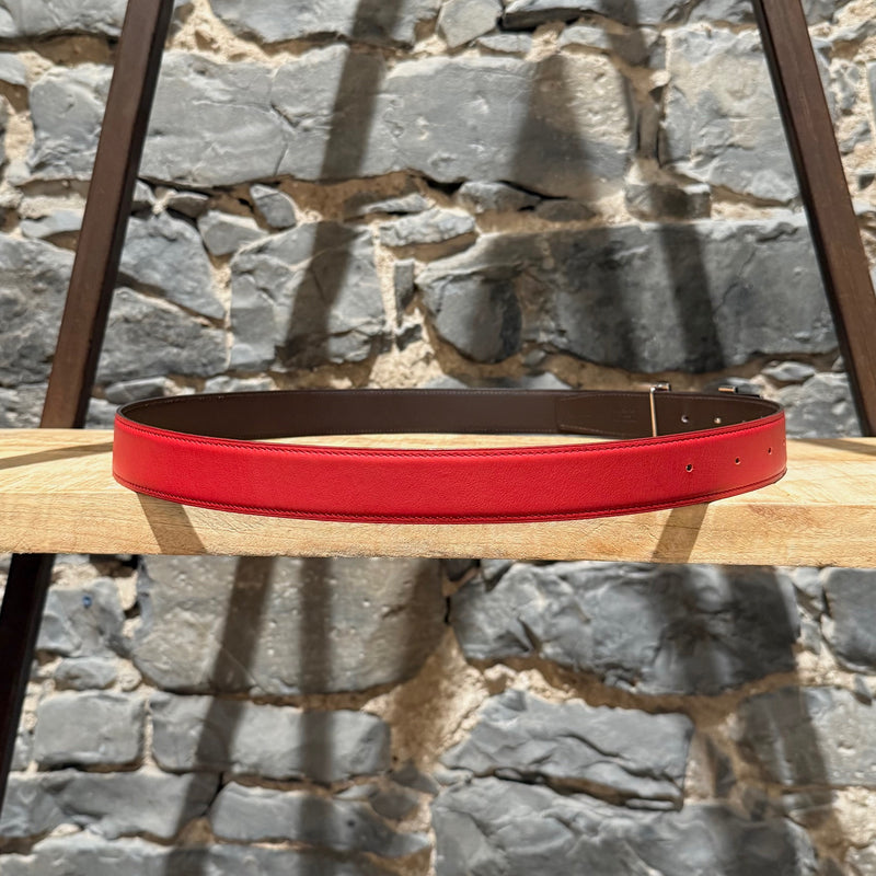 Hermès Red Enamel Quizz H Buckle Red Reversible Belt