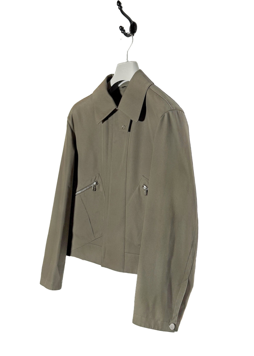 Side front view of Hermès Straight Cut Zipped Cotton Jacket