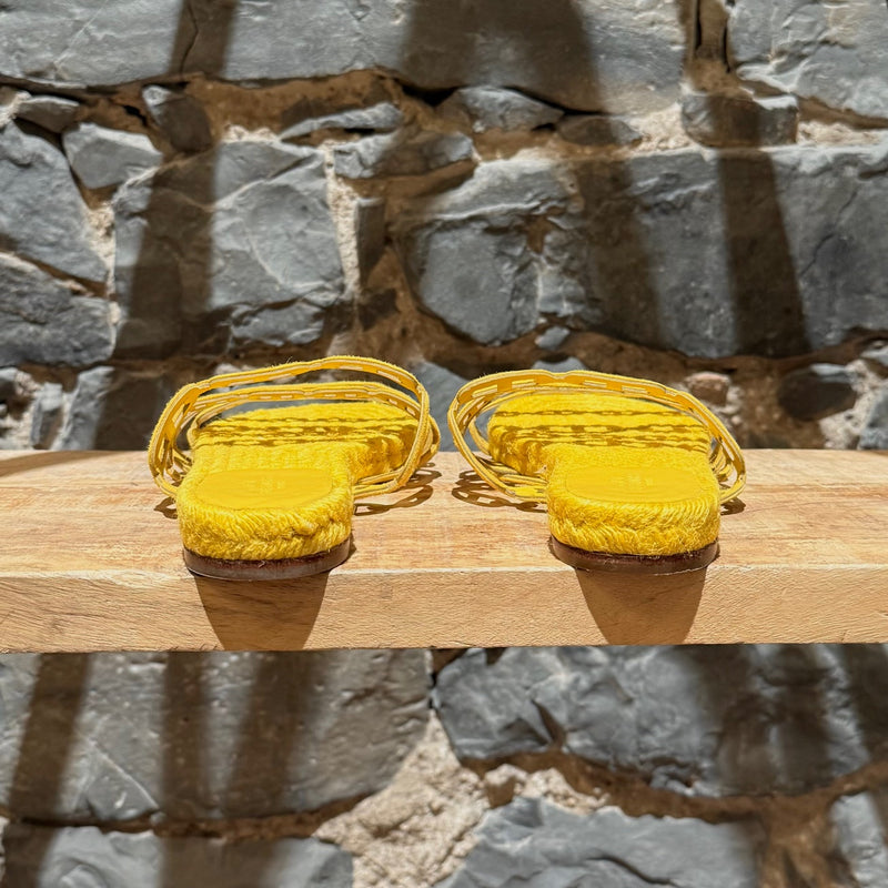 Back view of Hermès Yellow Ancone Thalassa Chaine d'Ancre Sandals