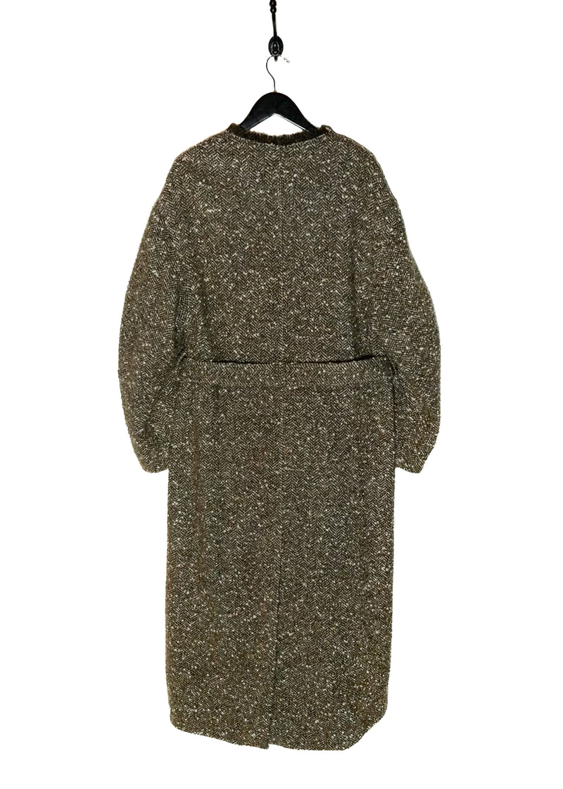 Back of Isabel Marant Etoile Green Tweed Jardy Wool Long Coat