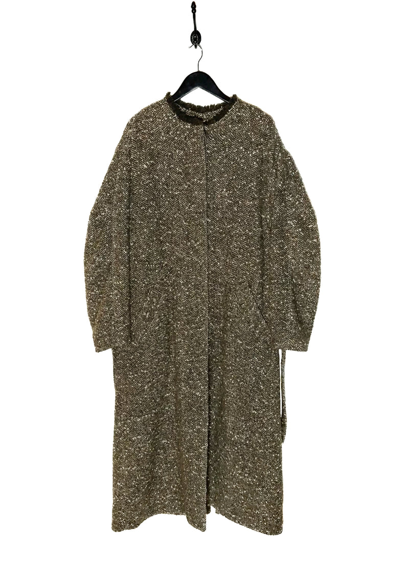 detached belt view of Isabel Marant Etoile Green Tweed Jardy Wool Long Coat