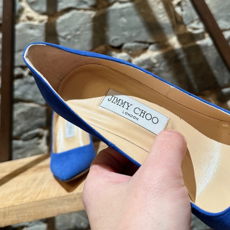 Insole of Jimmy Choo Blue Suede Anouk 100 Pointy Pumps