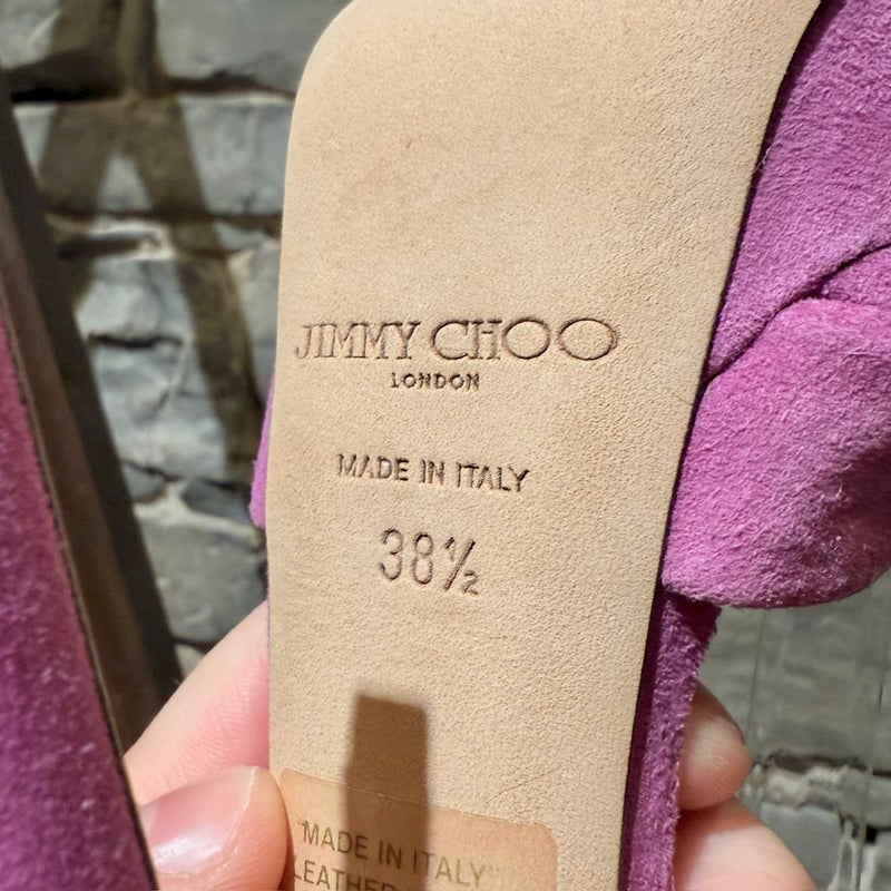 Stamps of Jimmy Choo Purple Suede Greta Platform Sandals