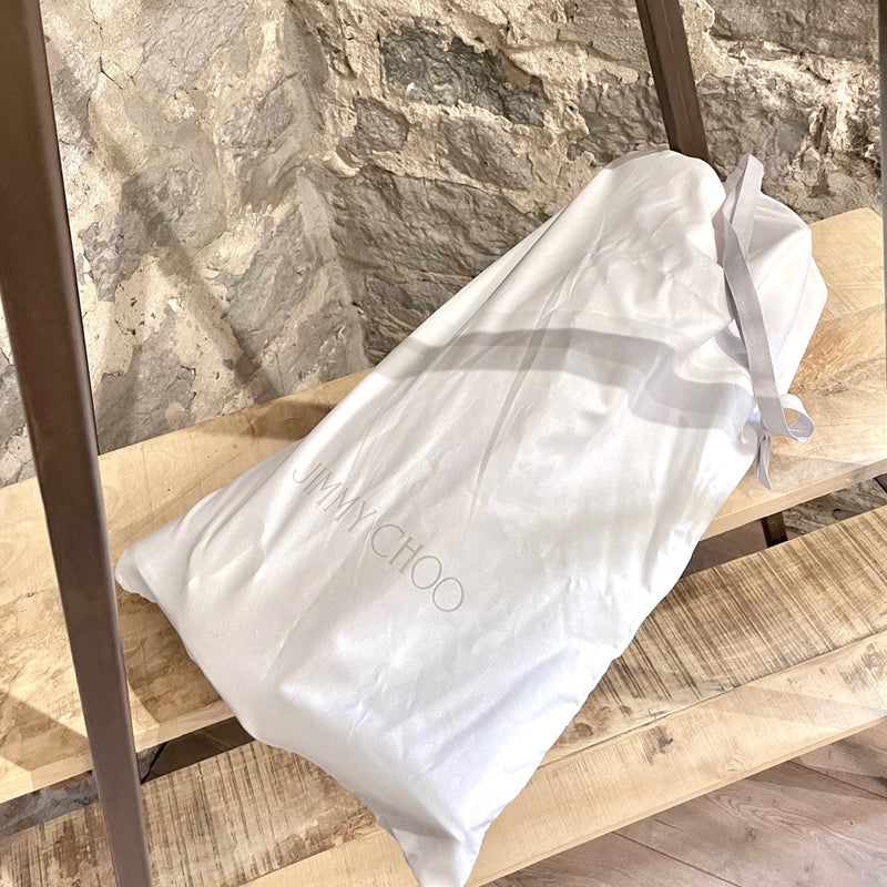 Jimmy Choo Tan Leather Mahesa 100 Knee High Logo Boots