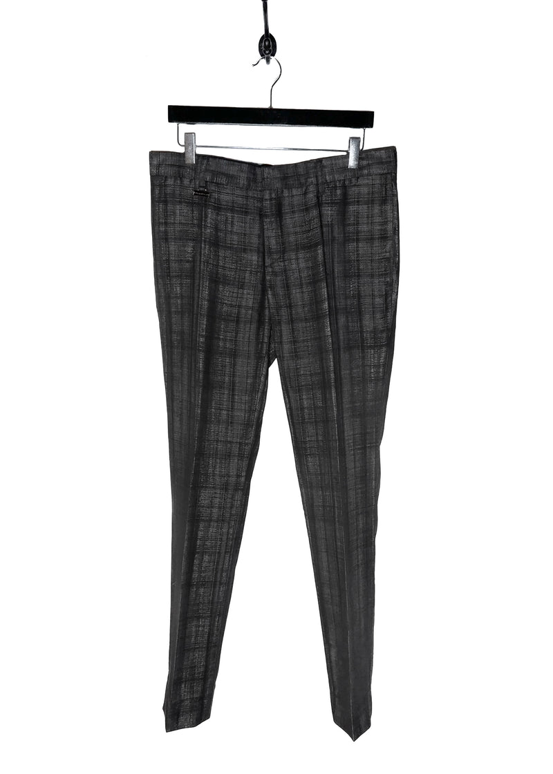 Main photo of Kris Van Assche Black Silver Metallic Checkered Pants