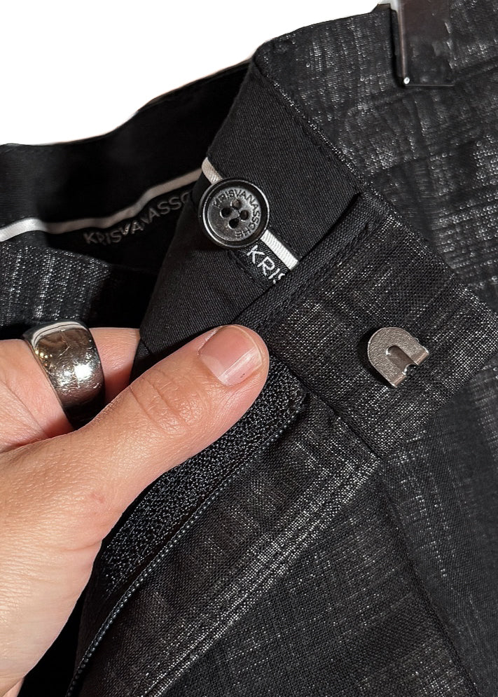 branded button, hook-and-bar closure, and an inner waistband of Kris Van Assche Black Silver Metallic Checkered Pants