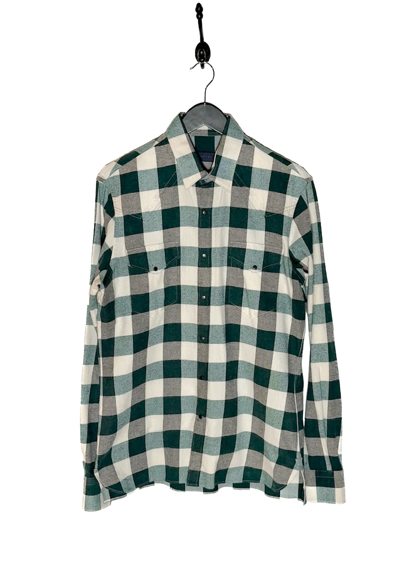 Chemise Lanvin vert et ivoire en flanelle à carreaux