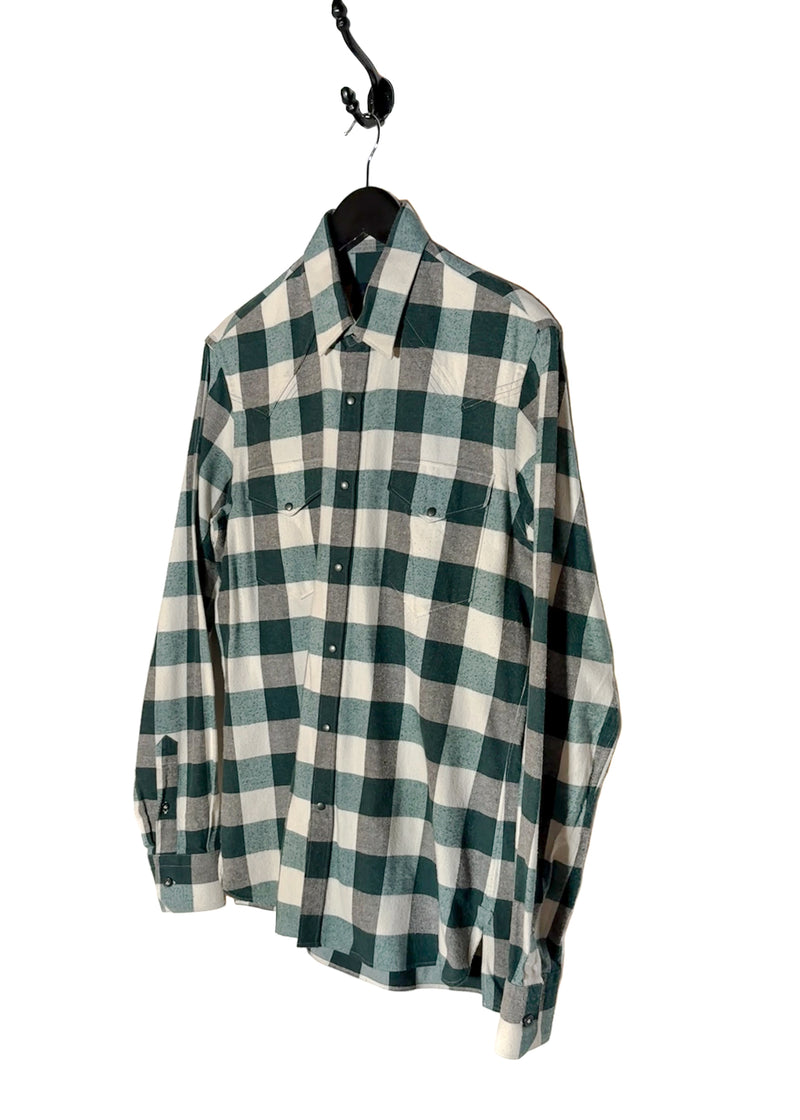 Chemise Lanvin vert et ivoire en flanelle à carreaux