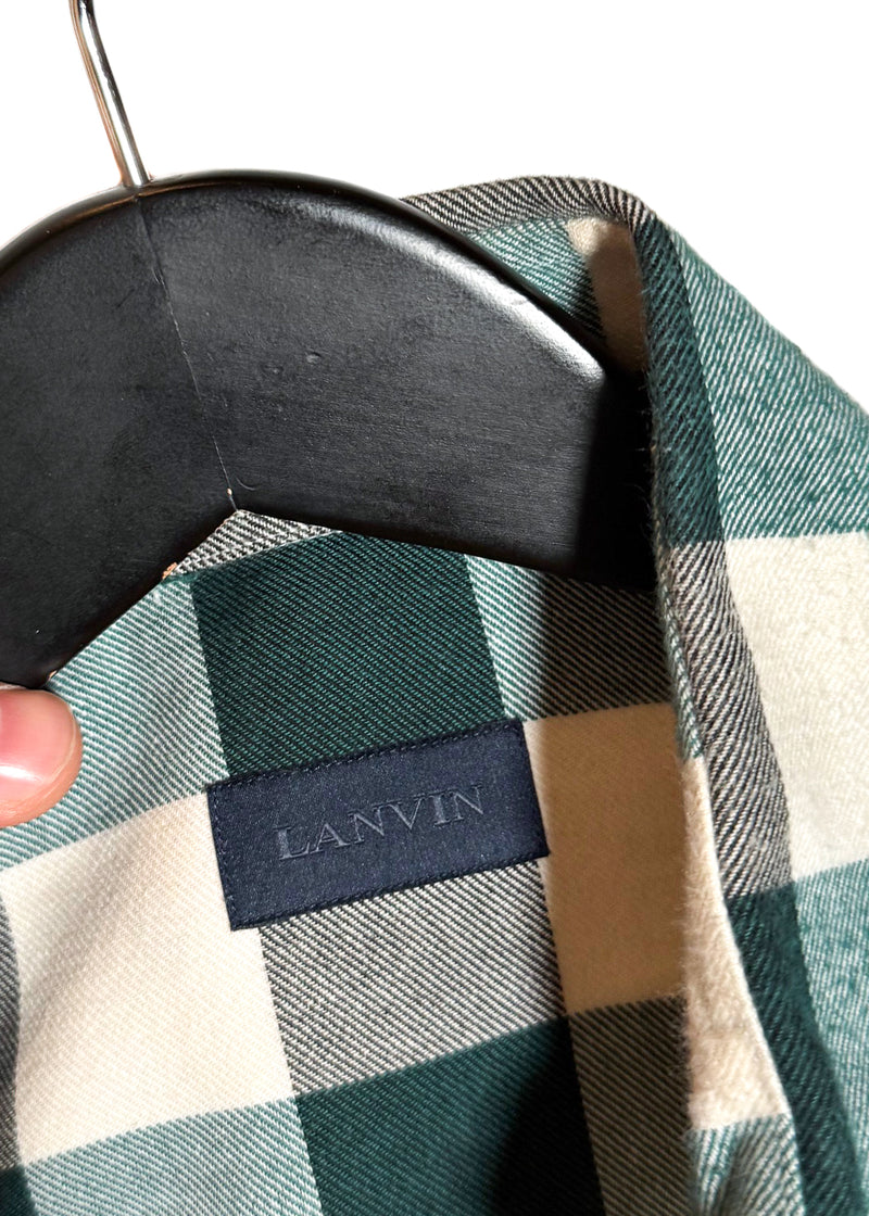 Chemise Lanvin vert et ivoire en flanelle à carreaux