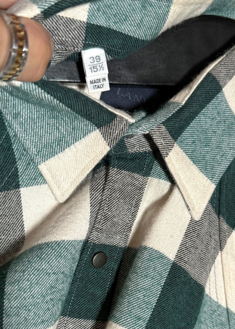 Chemise Lanvin vert et ivoire en flanelle à carreaux