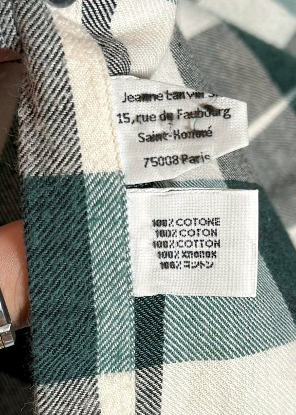 Chemise Lanvin vert et ivoire en flanelle à carreaux