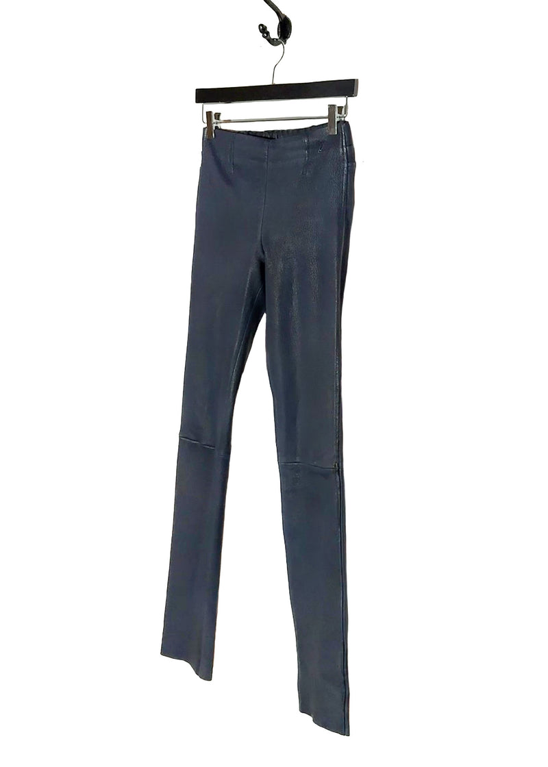 Side front view of Louis Vuitton 2013 Navy Blue Lambskin Leather Leggings