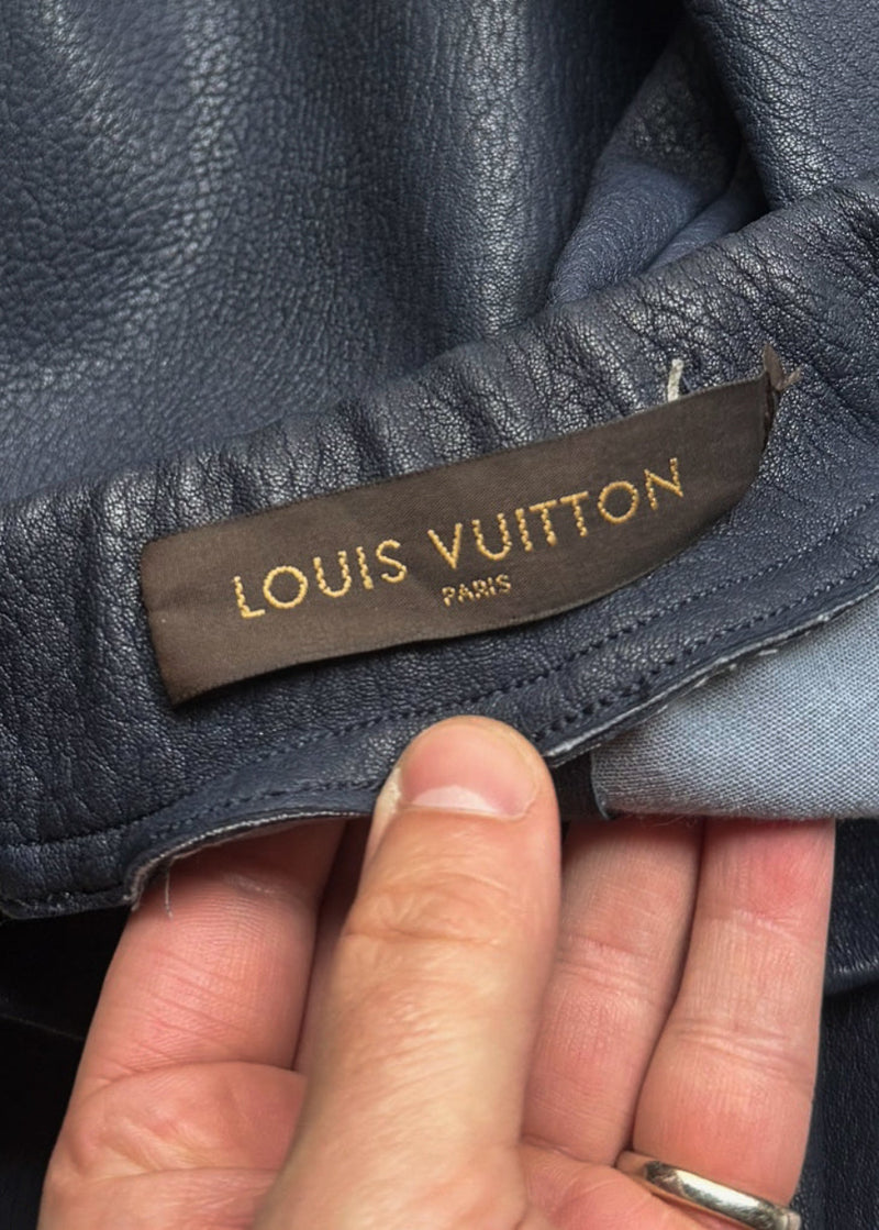 Brand label of Louis Vuitton 2013 Navy Blue Lambskin Leather Leggings