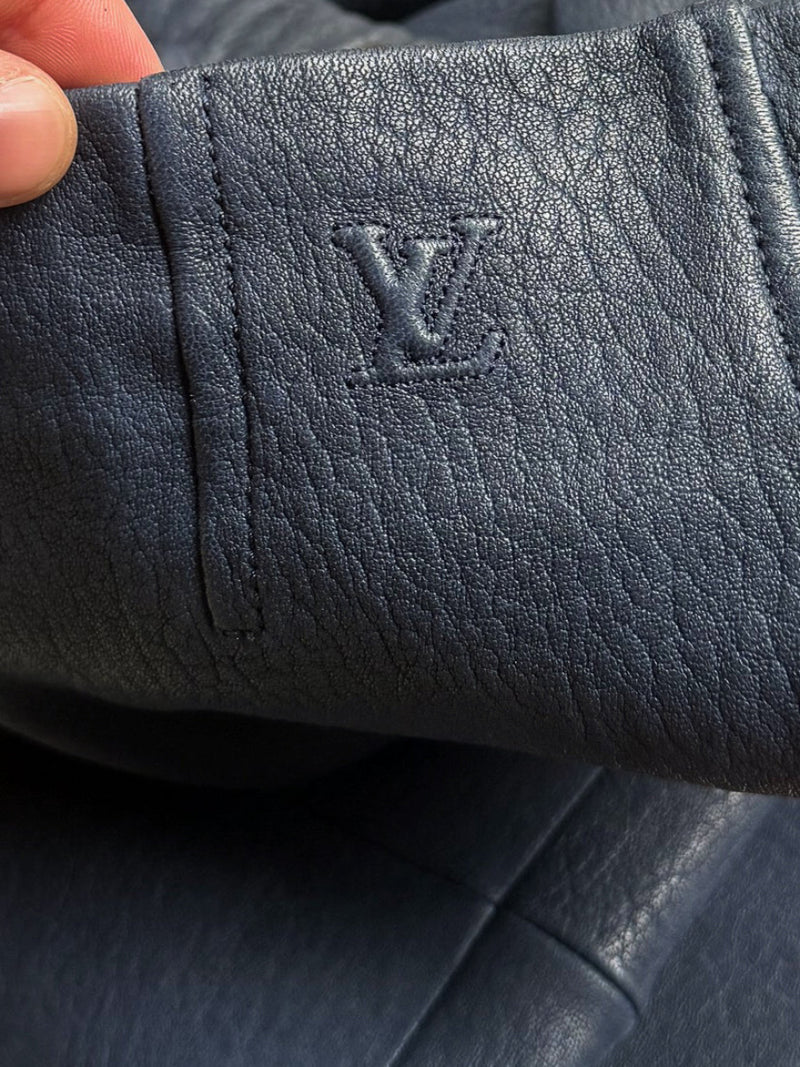 Brand detail on Louis Vuitton 2013 Navy Blue Lambskin Leather Leggings