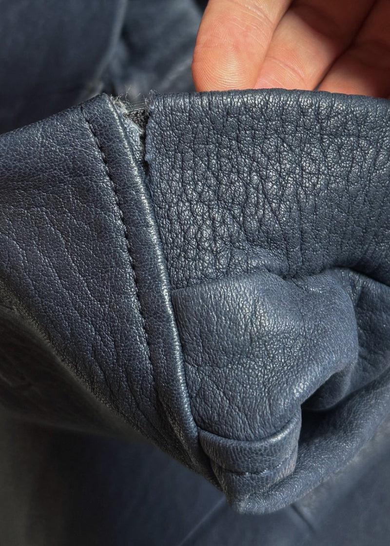 Close-up on Louis Vuitton 2013 Navy Blue Lambskin Leather Leggings