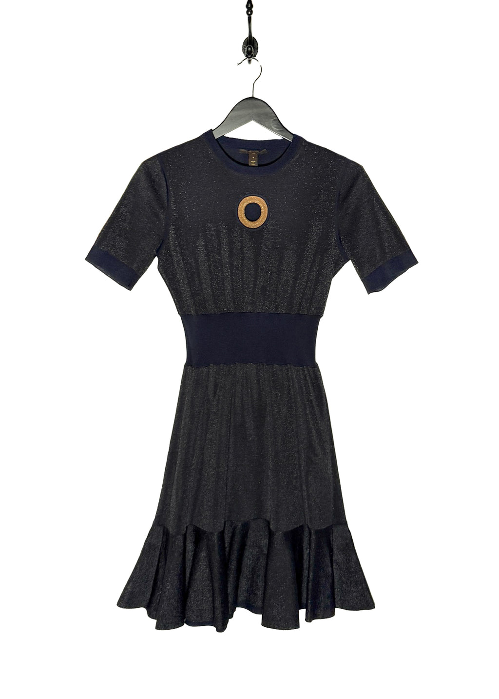 Main photo of Louis Vuitton 2015 Navy Blue Wool Jersey Cut Out Accent Dress