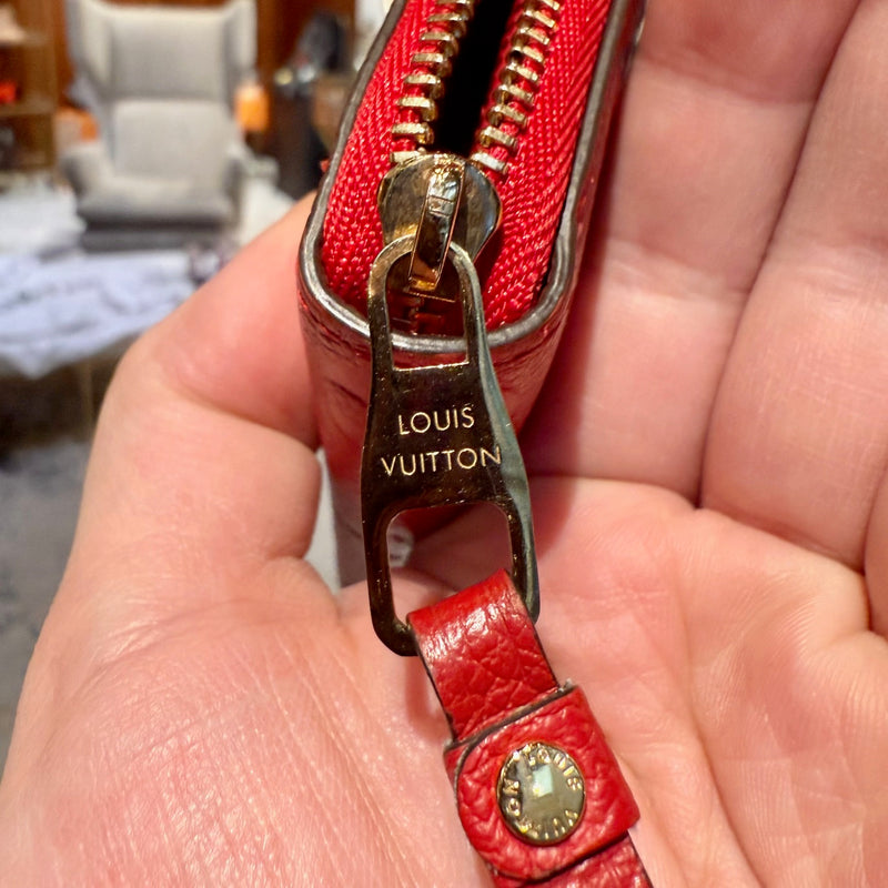 Louis Vuitton 2019 Red Empreinte Leather Zip Around Compact Wallet