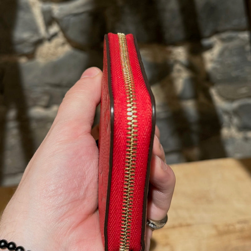 Louis Vuitton 2019 Red Empreinte Leather Zip Around Compact Wallet