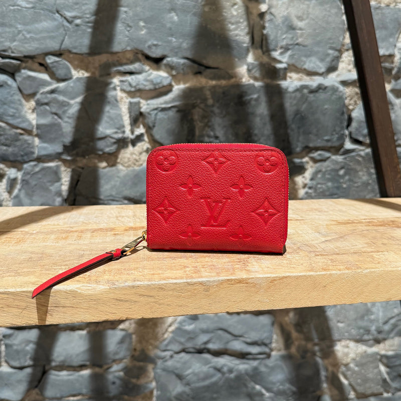Louis Vuitton 2019 Red Empreinte Leather Zip Around Compact Wallet