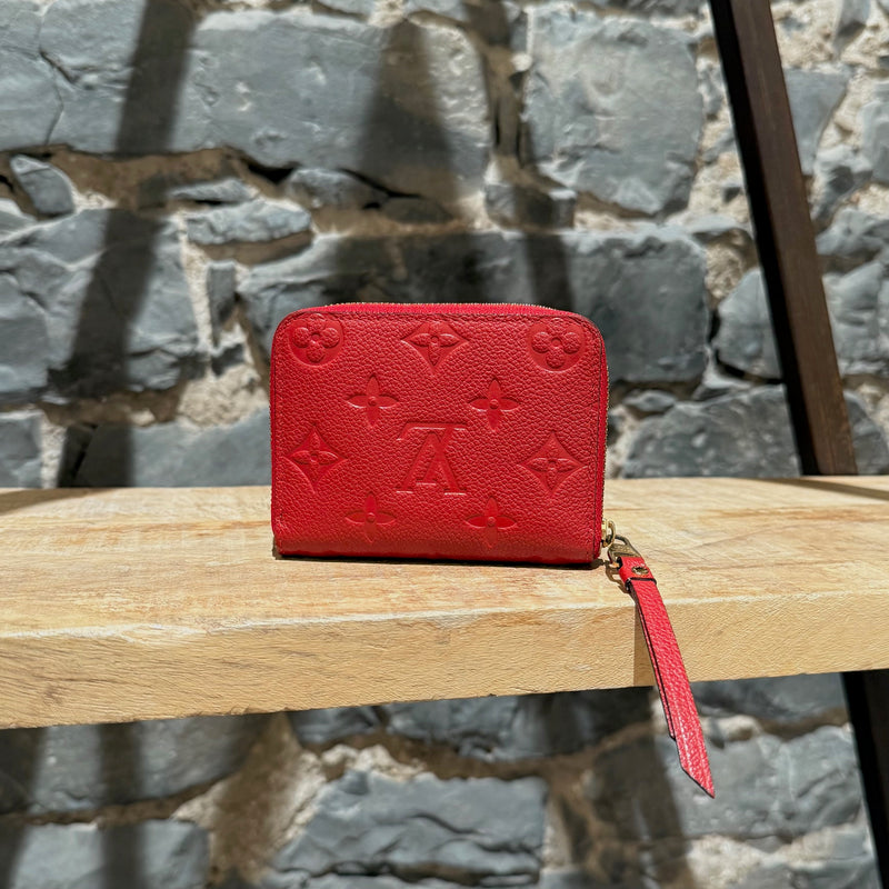 Louis Vuitton 2019 Red Empreinte Leather Zip Around Compact Wallet