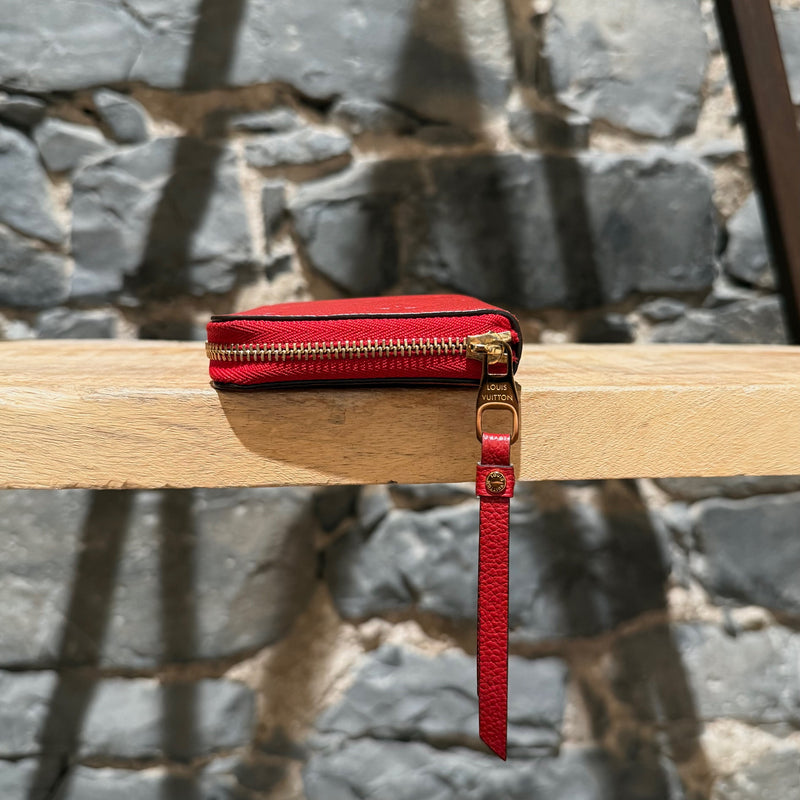 Louis Vuitton 2019 Red Empreinte Leather Zip Around Compact Wallet
