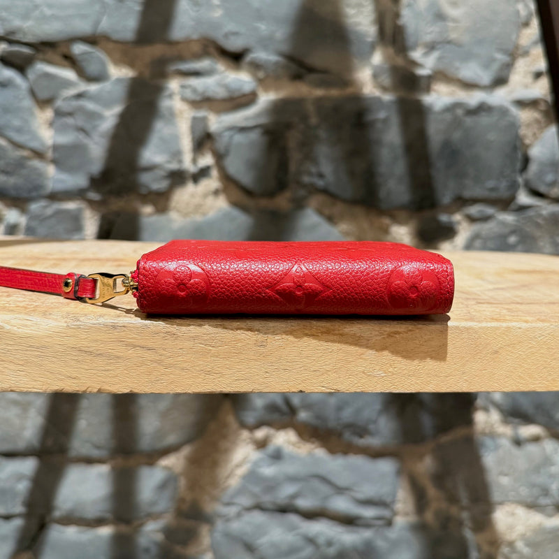 Louis Vuitton 2019 Red Empreinte Leather Zip Around Compact Wallet